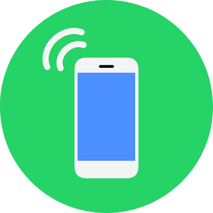 Mobile phone in green circle